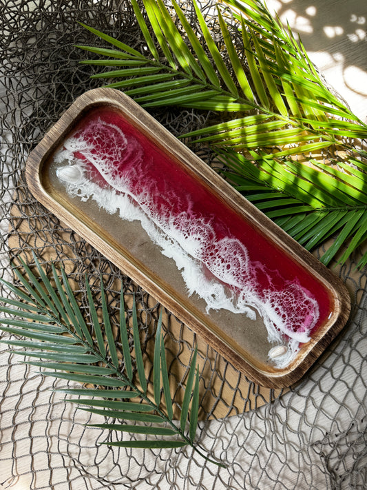 Pink Ocean Waves Tray