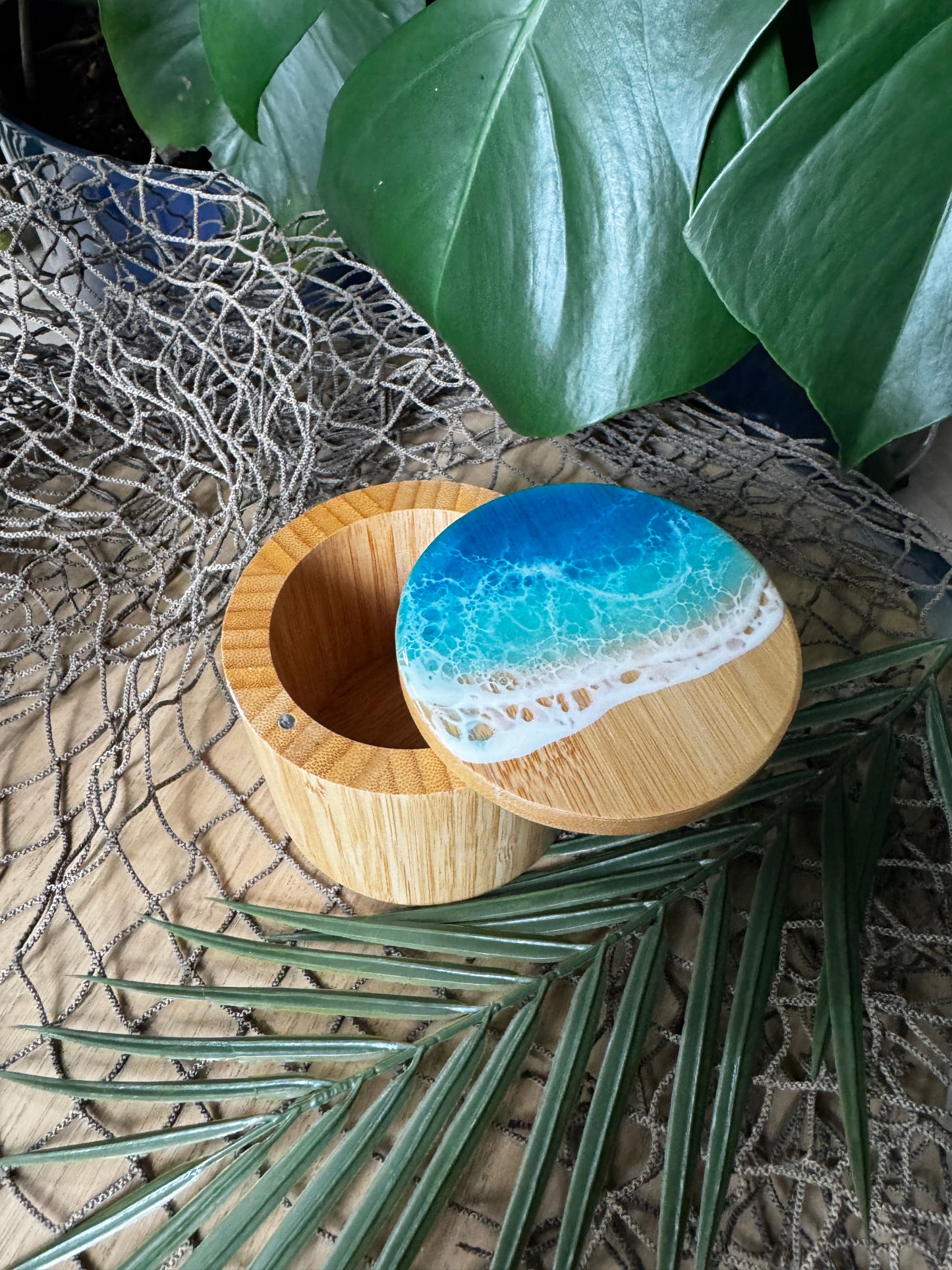 Blue Ocean Waves Bamboo Container