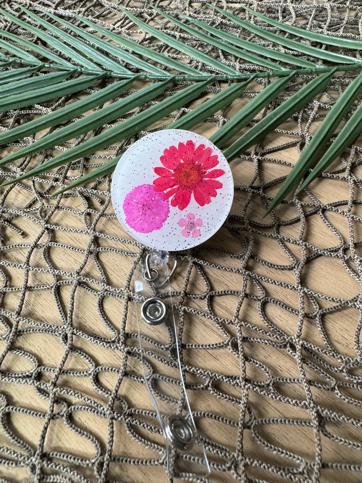 Dried Pressed Flower Retractable Badge Reel