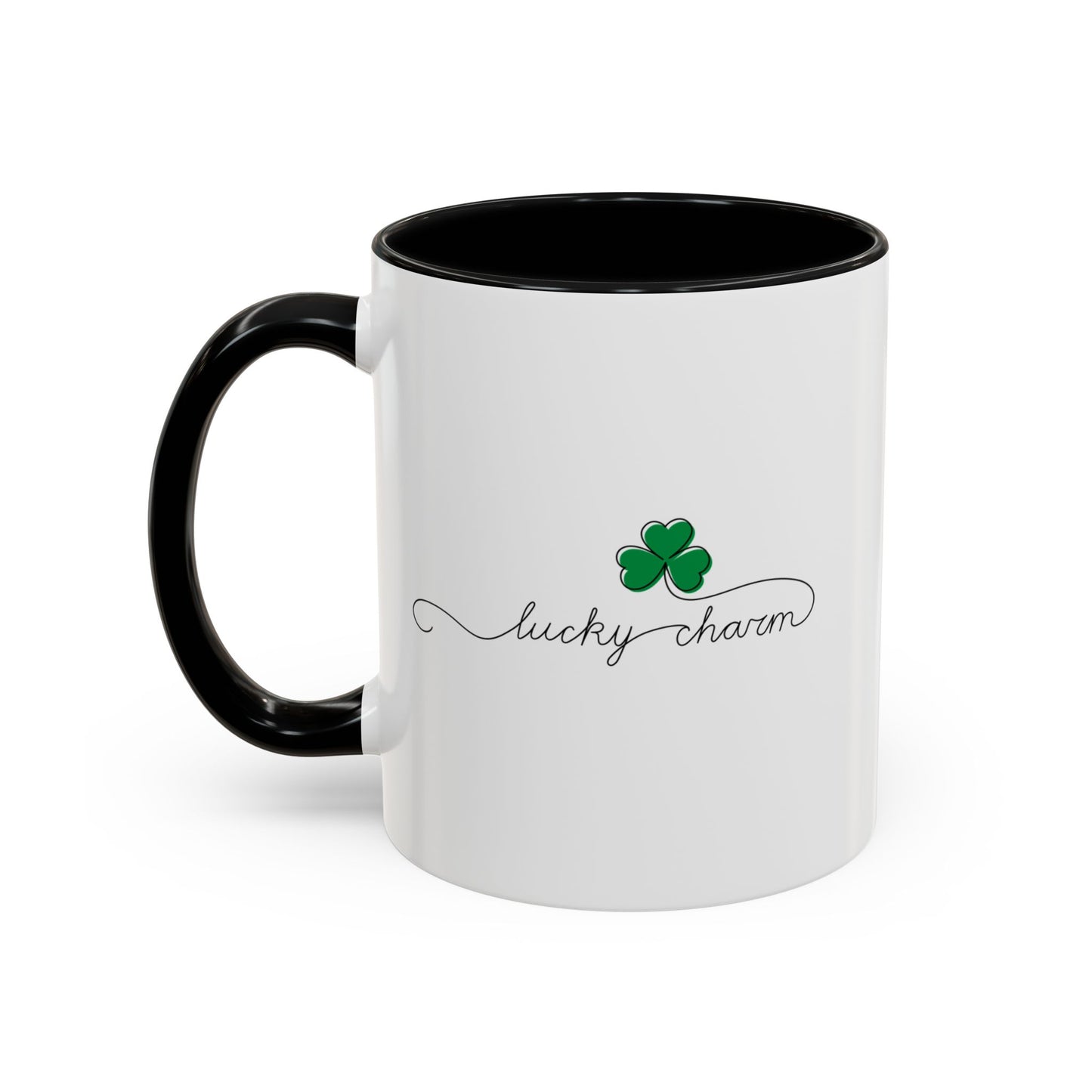 Lucky Charm Accent Coffee Mug — St. Patrick’s Day Clover 11/15oz