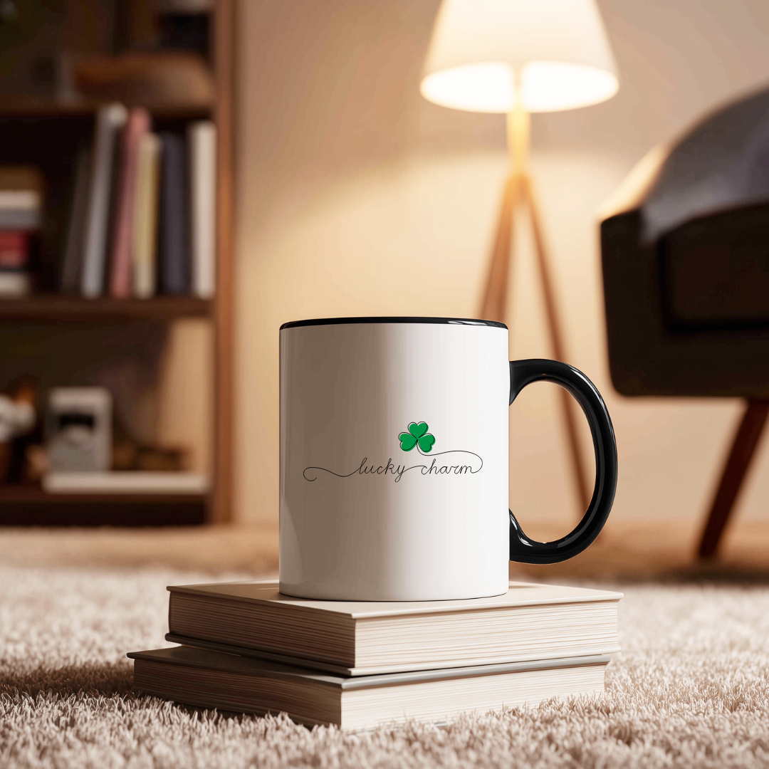 Lucky Charm Accent Coffee Mug — St. Patrick’s Day Clover 11/15oz