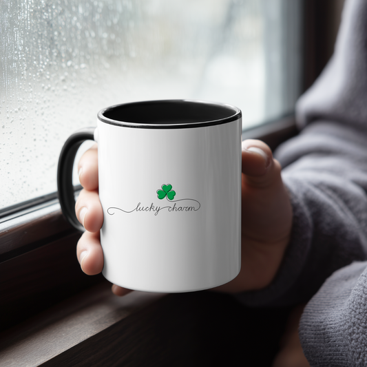 Lucky Charm Accent Coffee Mug — St. Patrick’s Day Clover 11/15oz