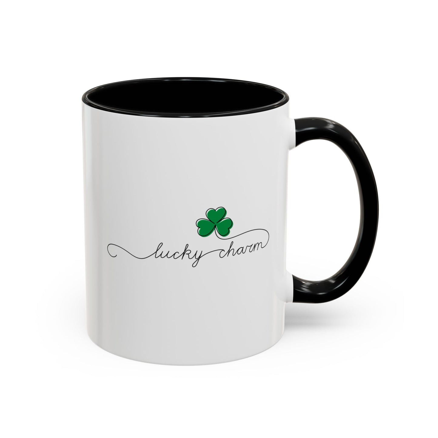 Lucky Charm Accent Coffee Mug — St. Patrick’s Day Clover 11/15oz