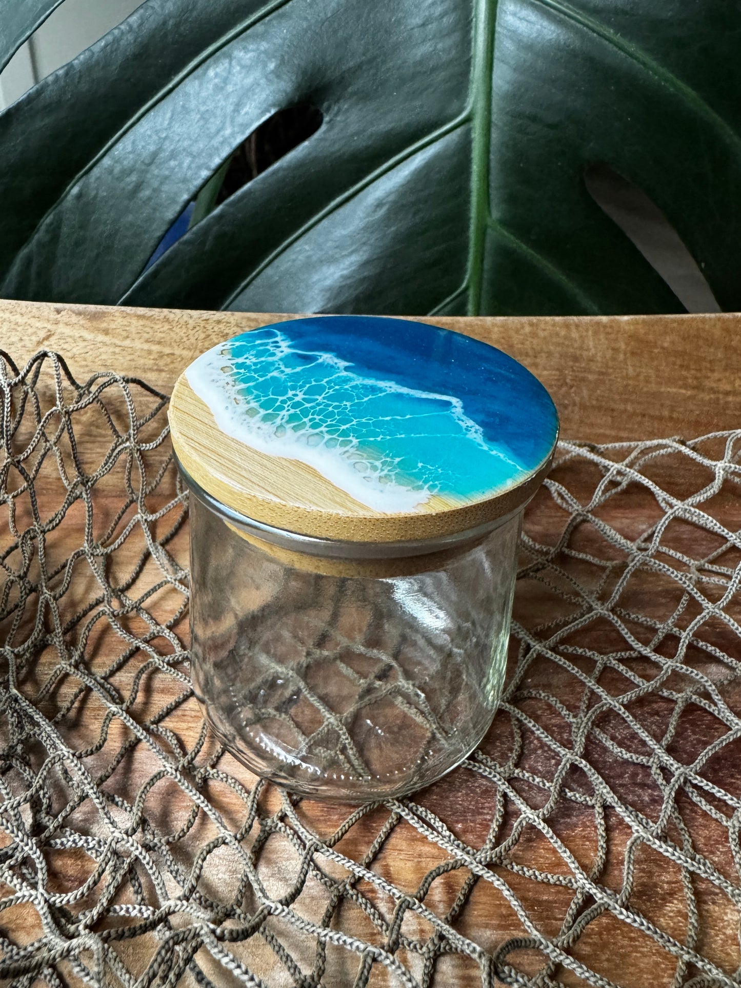 Ocean Wave Glass Jar with Bamboo Lid