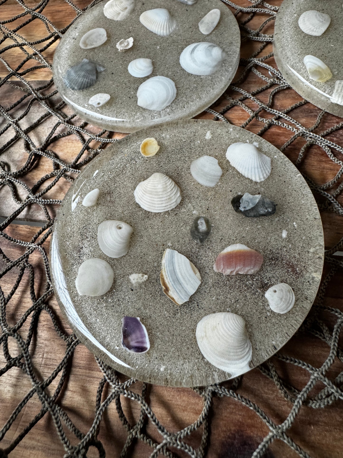 Seashell and Sand Coasters, Set of 4