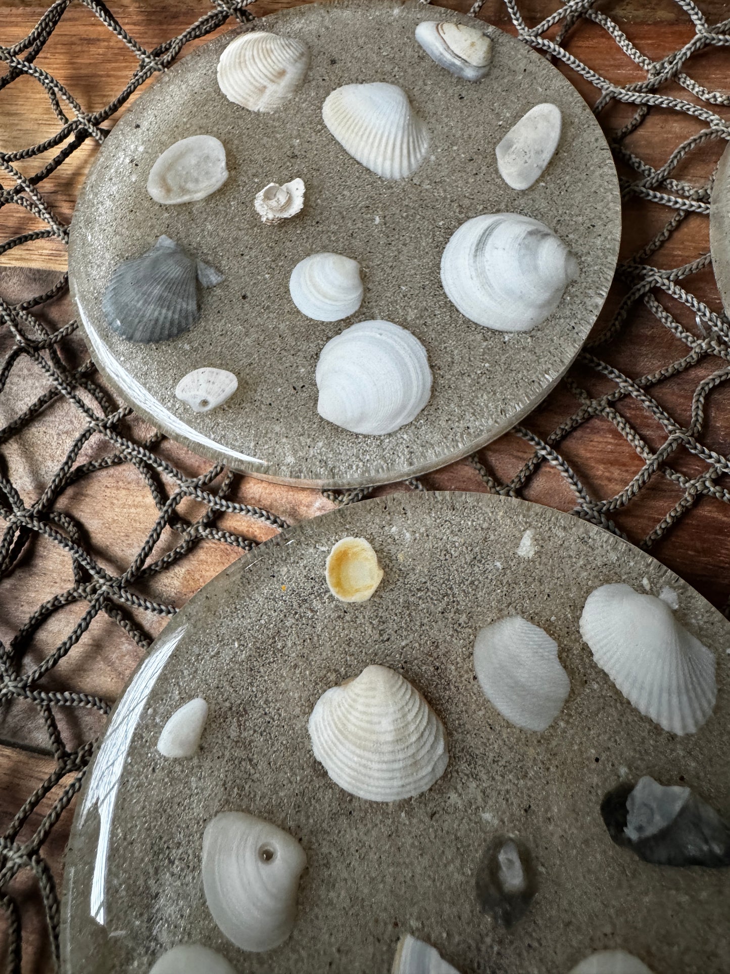Seashell and Sand Coasters, Set of 4