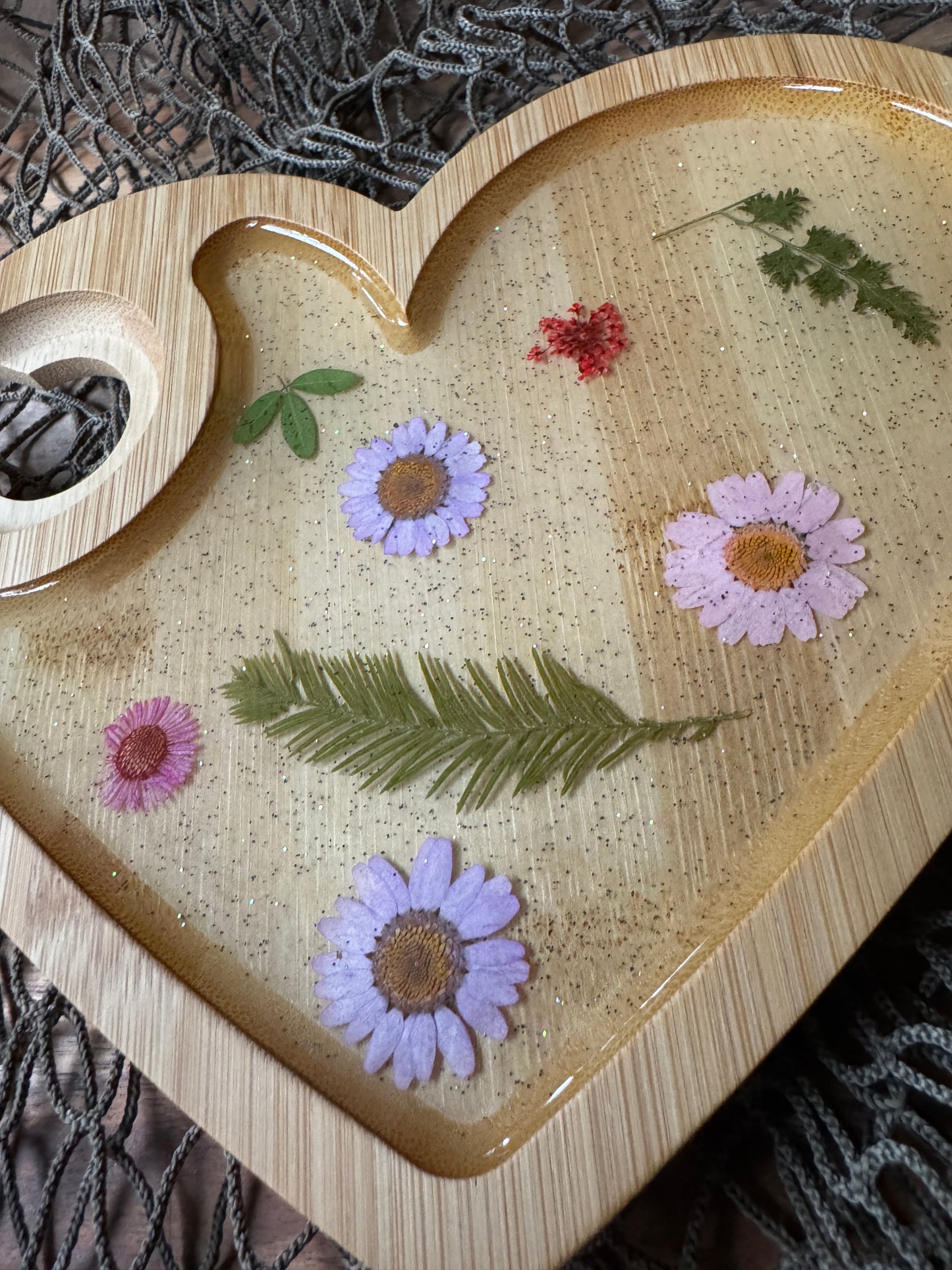 Flower Appetizer board with wine glass holder