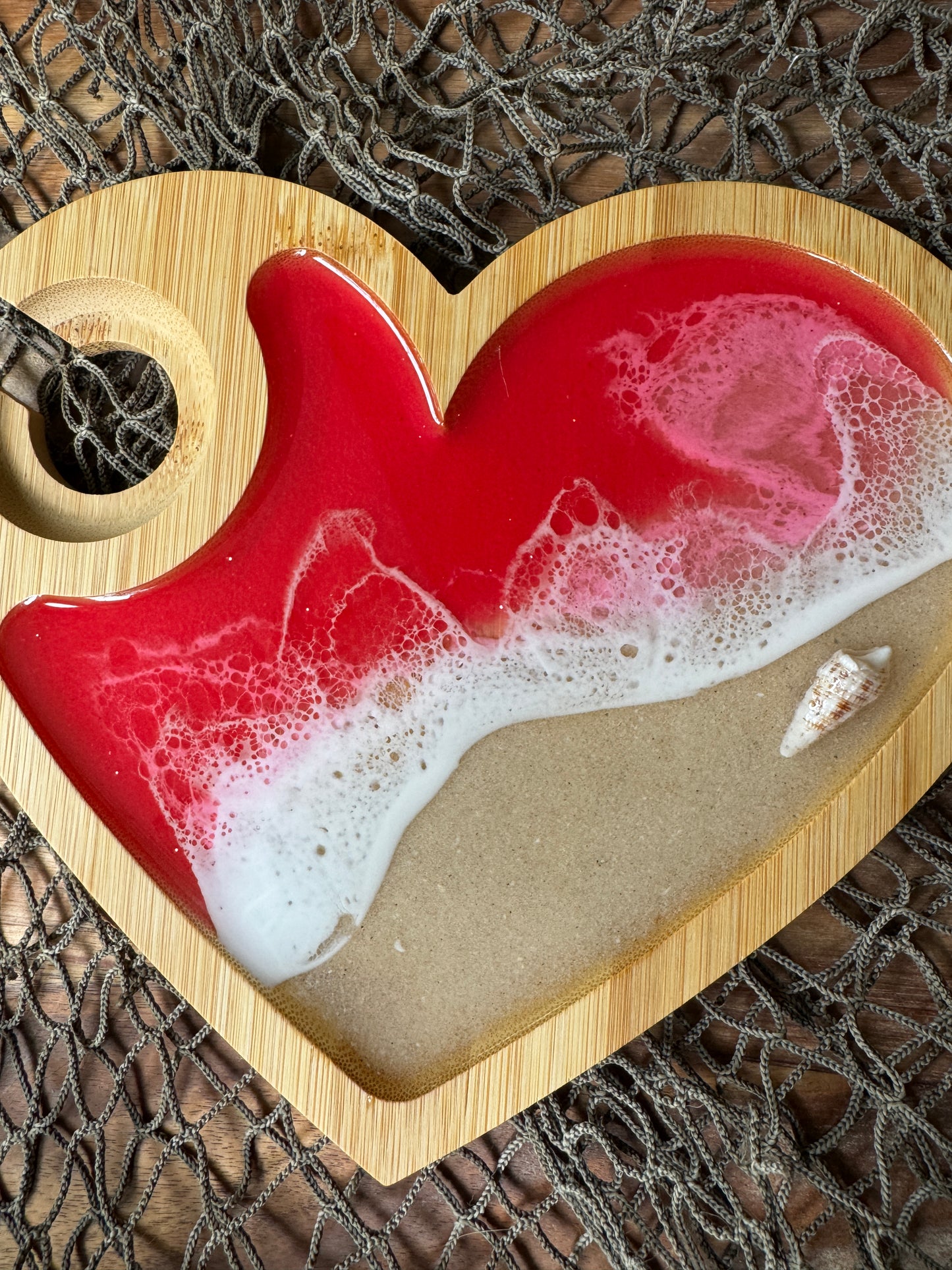 Pink Waves Appetizer board with wine glass holder