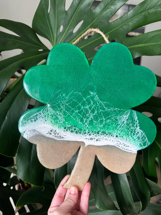 Irish Waves Clover Hanging Sign