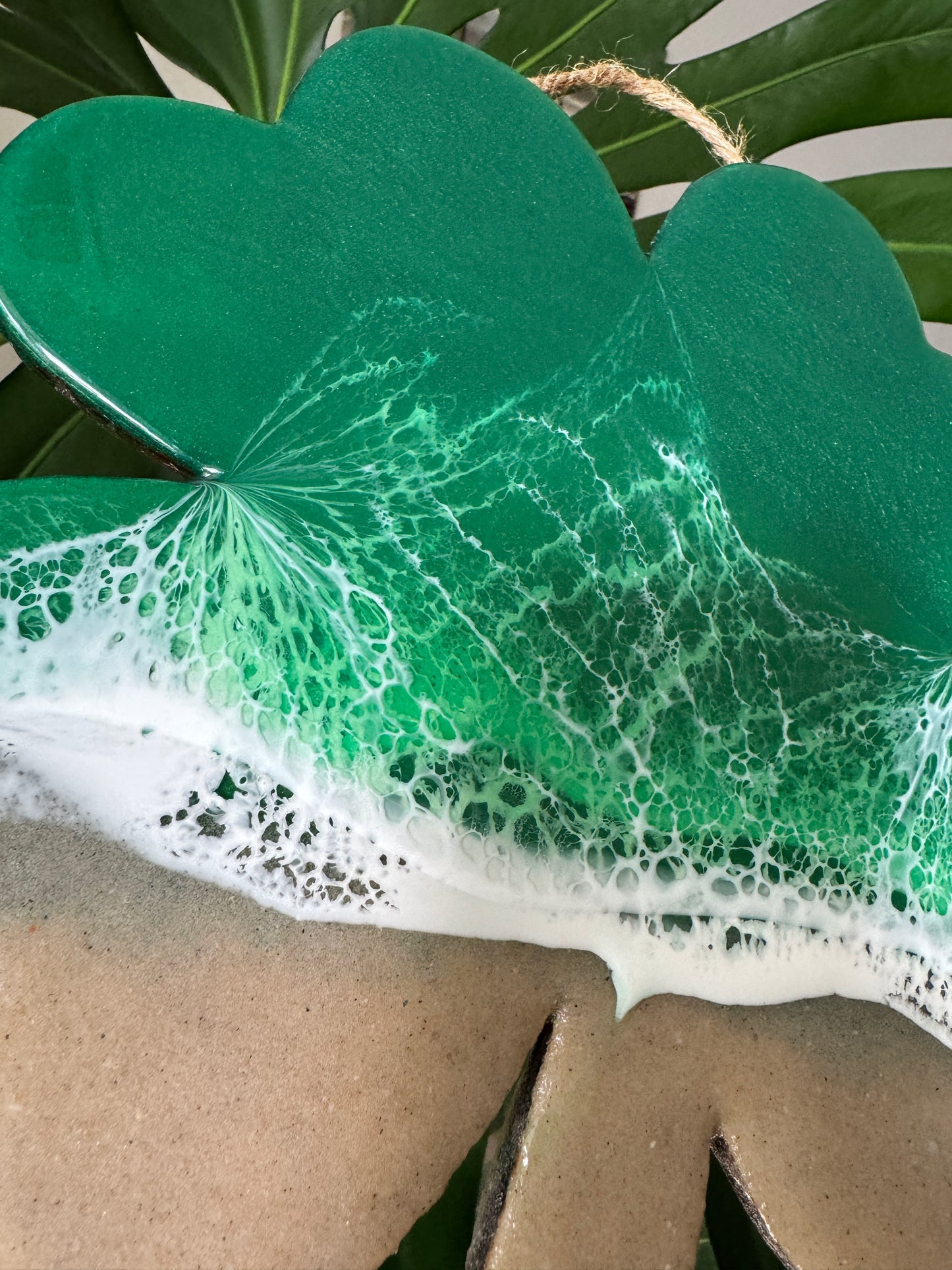 Irish Waves Clover Hanging Sign