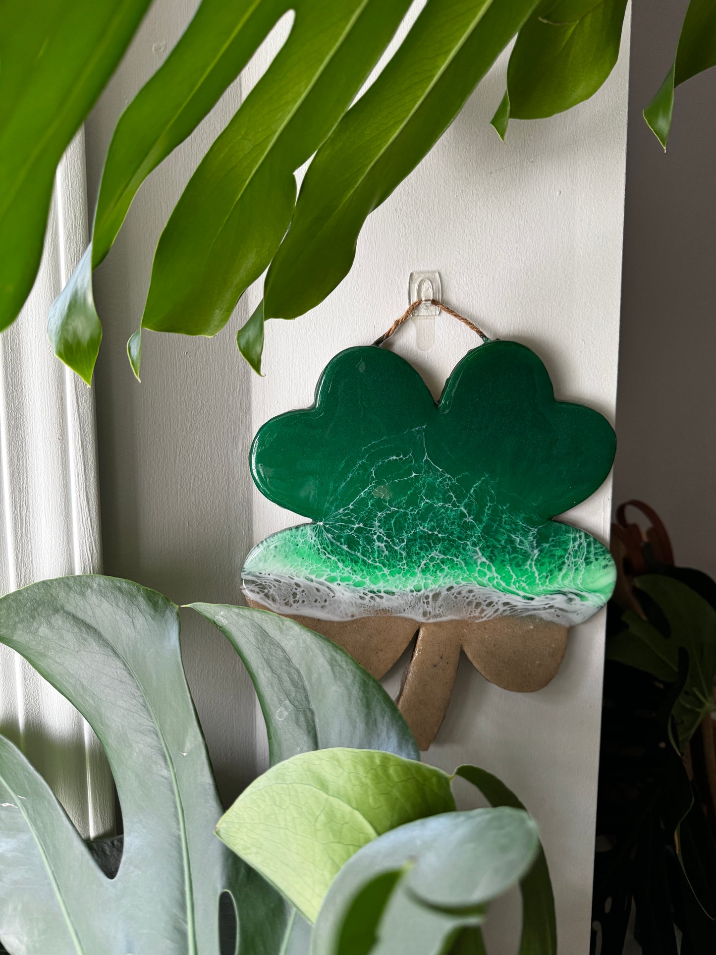 Irish Waves Clover Hanging Sign