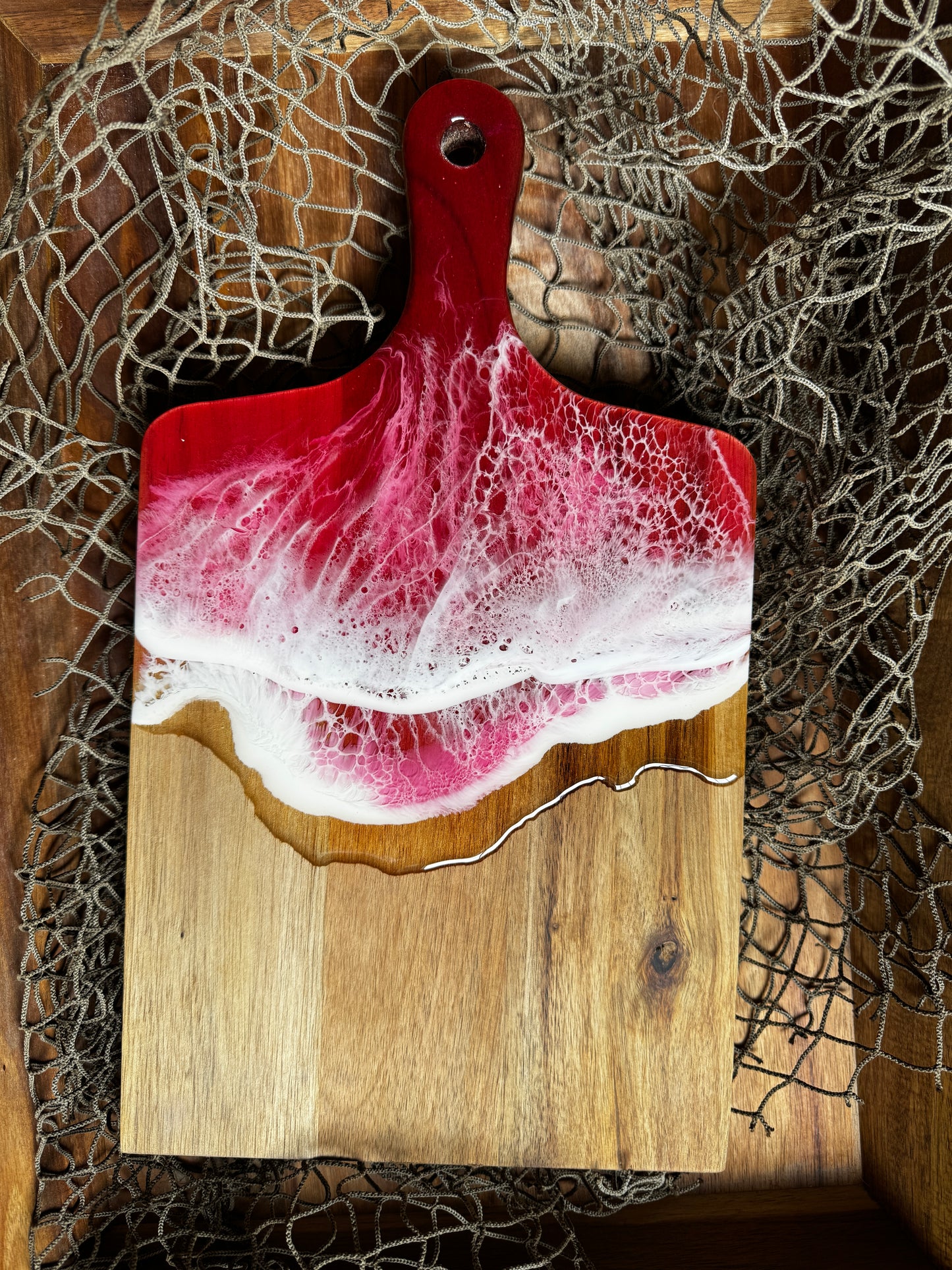 Pink Resin Waves Serving Board