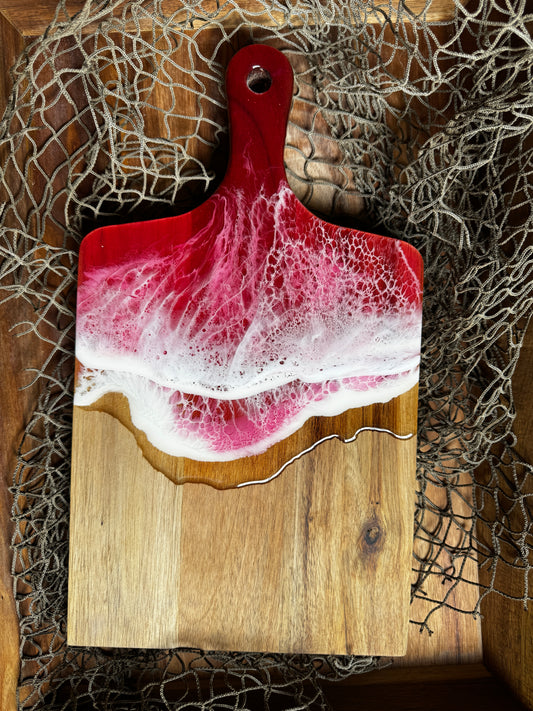Pink Resin Waves Serving Board