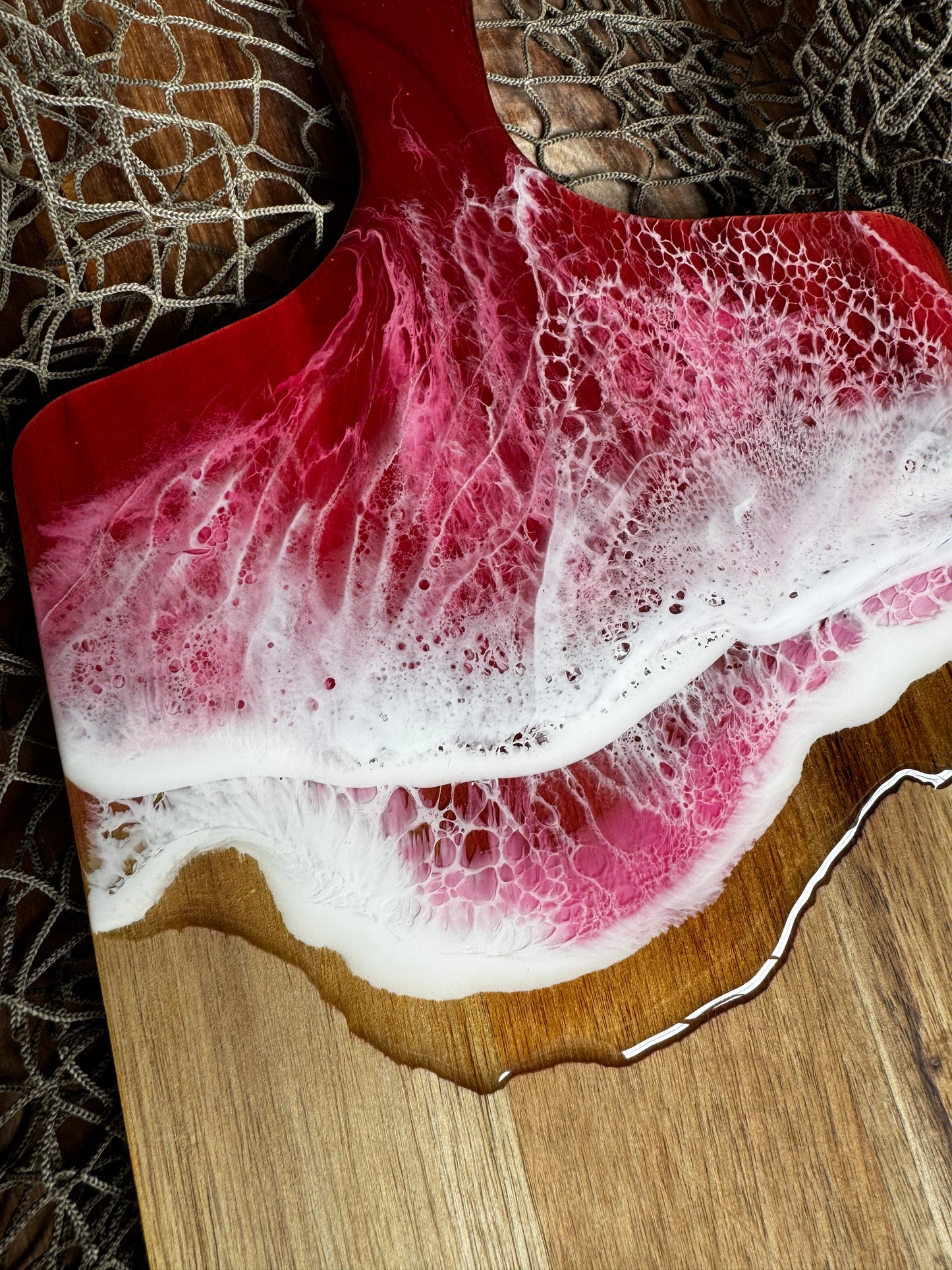 Pink Resin Waves Serving Board