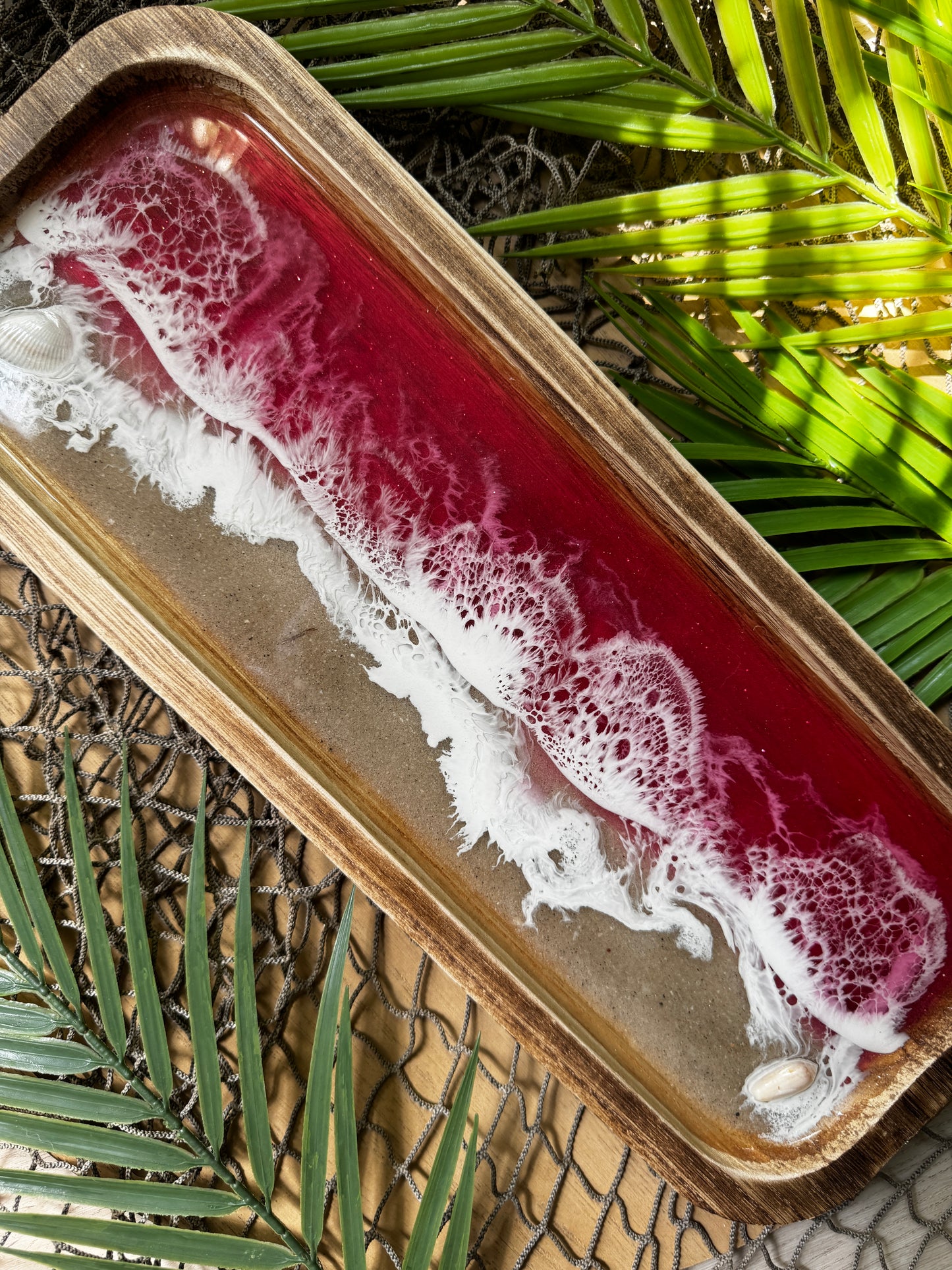 Pink Ocean Waves Tray