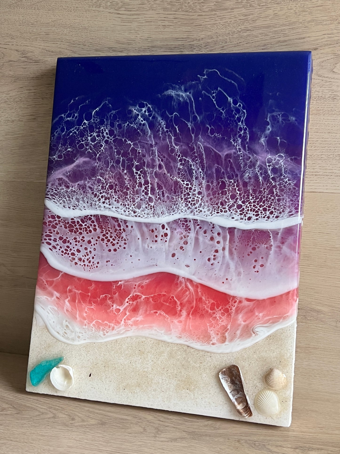Ocean Resin Waves, Coastal Valentine’s Day Gift, Pink, Pink Ocean Waves, Beach Decor, Gift for her, handmade