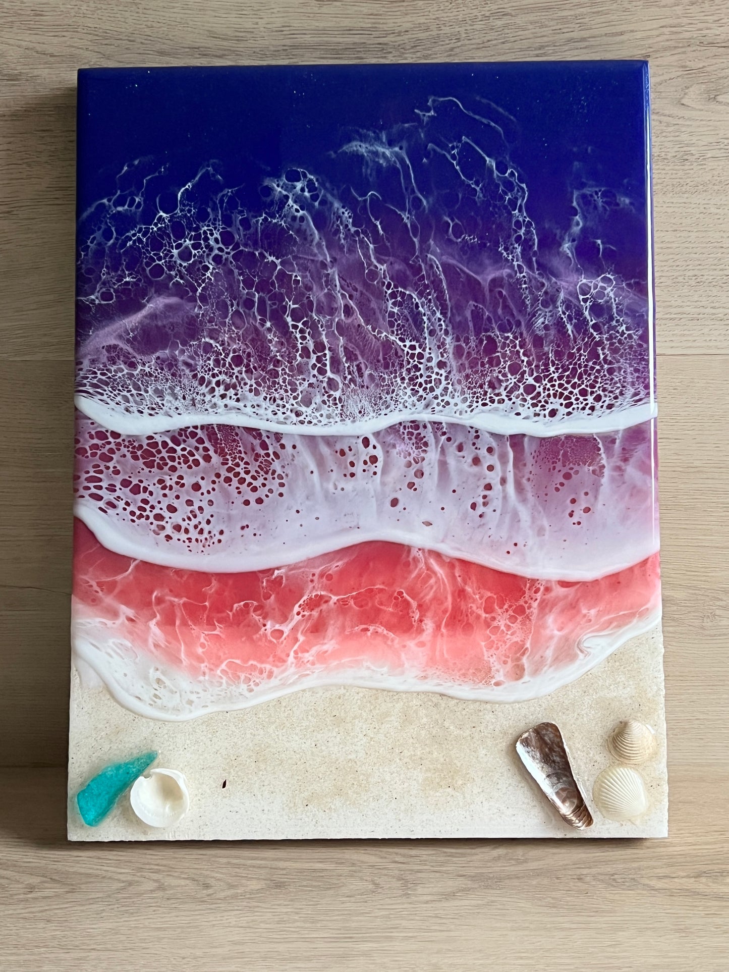 Ocean Resin Waves, Coastal Valentine’s Day Gift, Pink, Pink Ocean Waves, Beach Decor, Gift for her, handmade