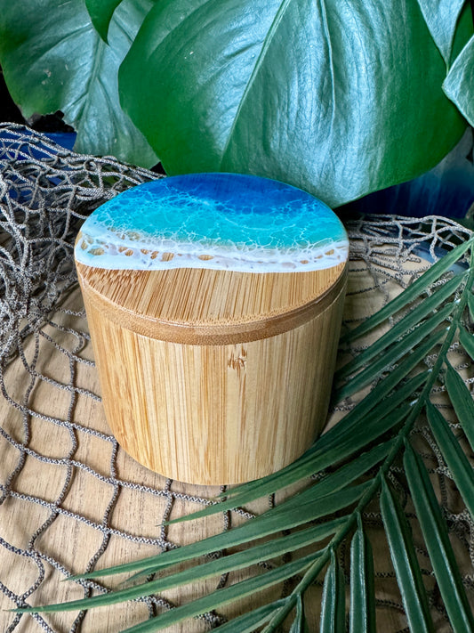Blue Ocean Waves Bamboo Container