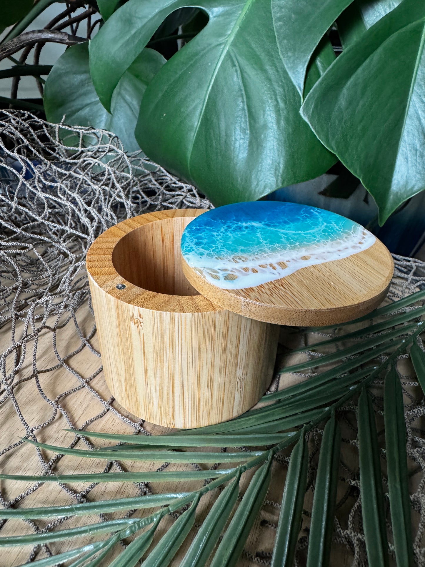 Blue Ocean Waves Bamboo Container