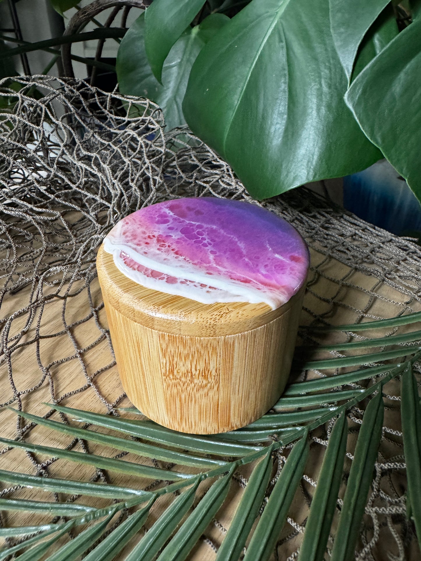 Pink Ocean Waves Bamboo Container