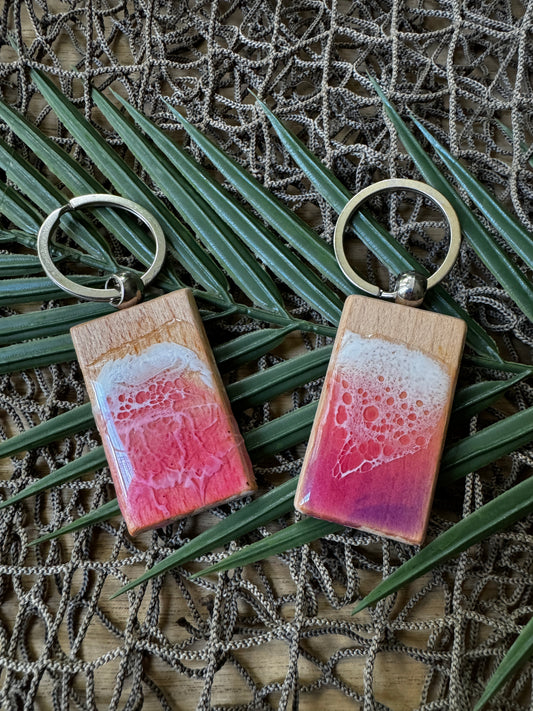 Pink Beach Wave Keychains