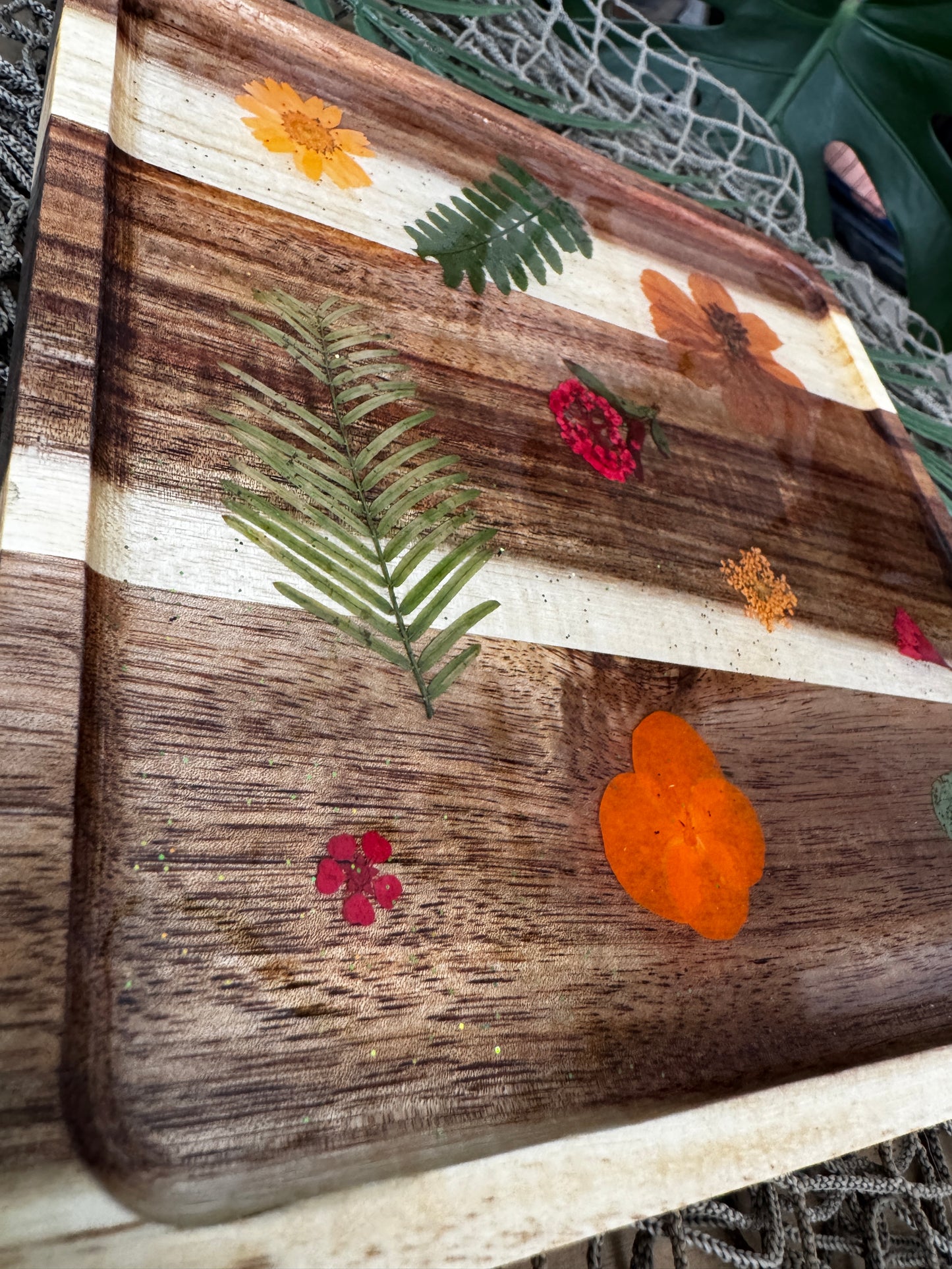 Flower Wooden Square Tray OOPS