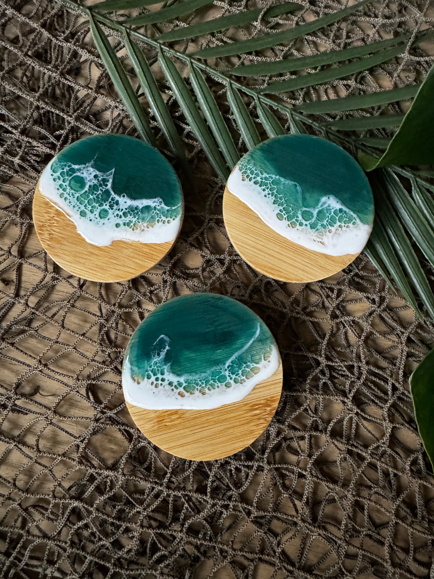 Ocean Wave Glass Jar with Bamboo Lid
