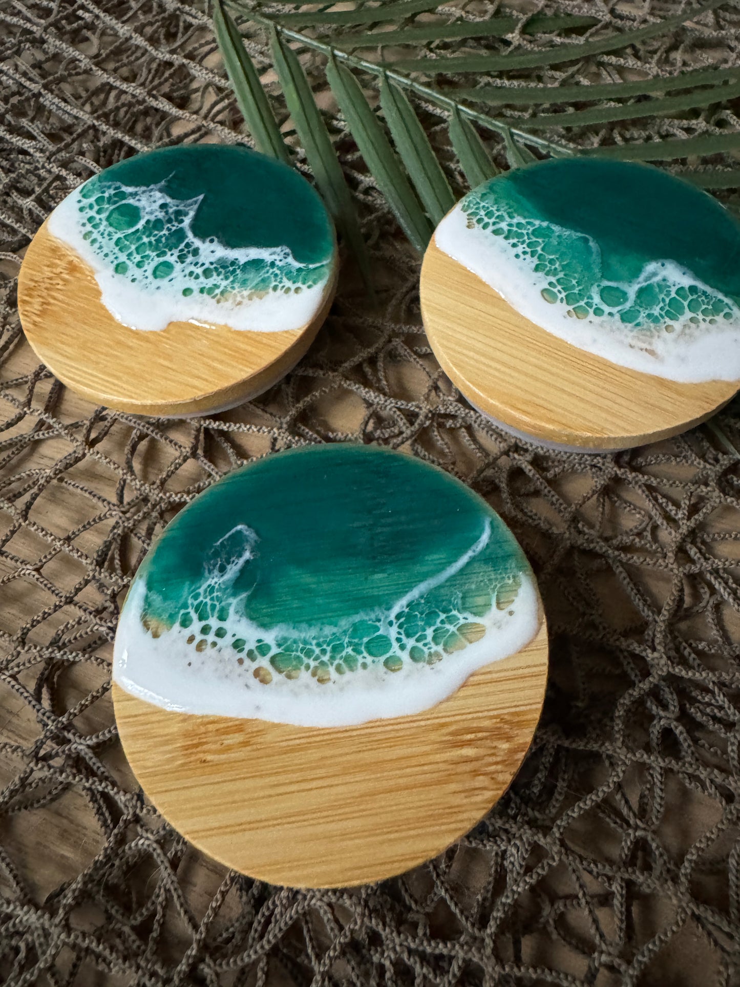 Ocean Wave Glass Jar with Bamboo Lid
