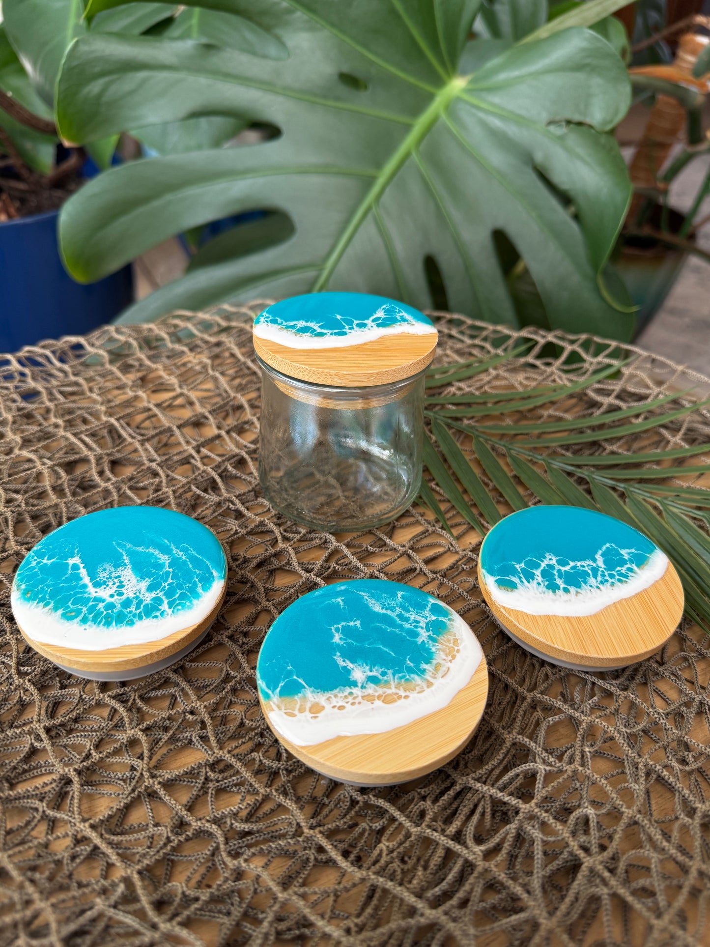 Ocean Wave Glass Jar with Bamboo Lid