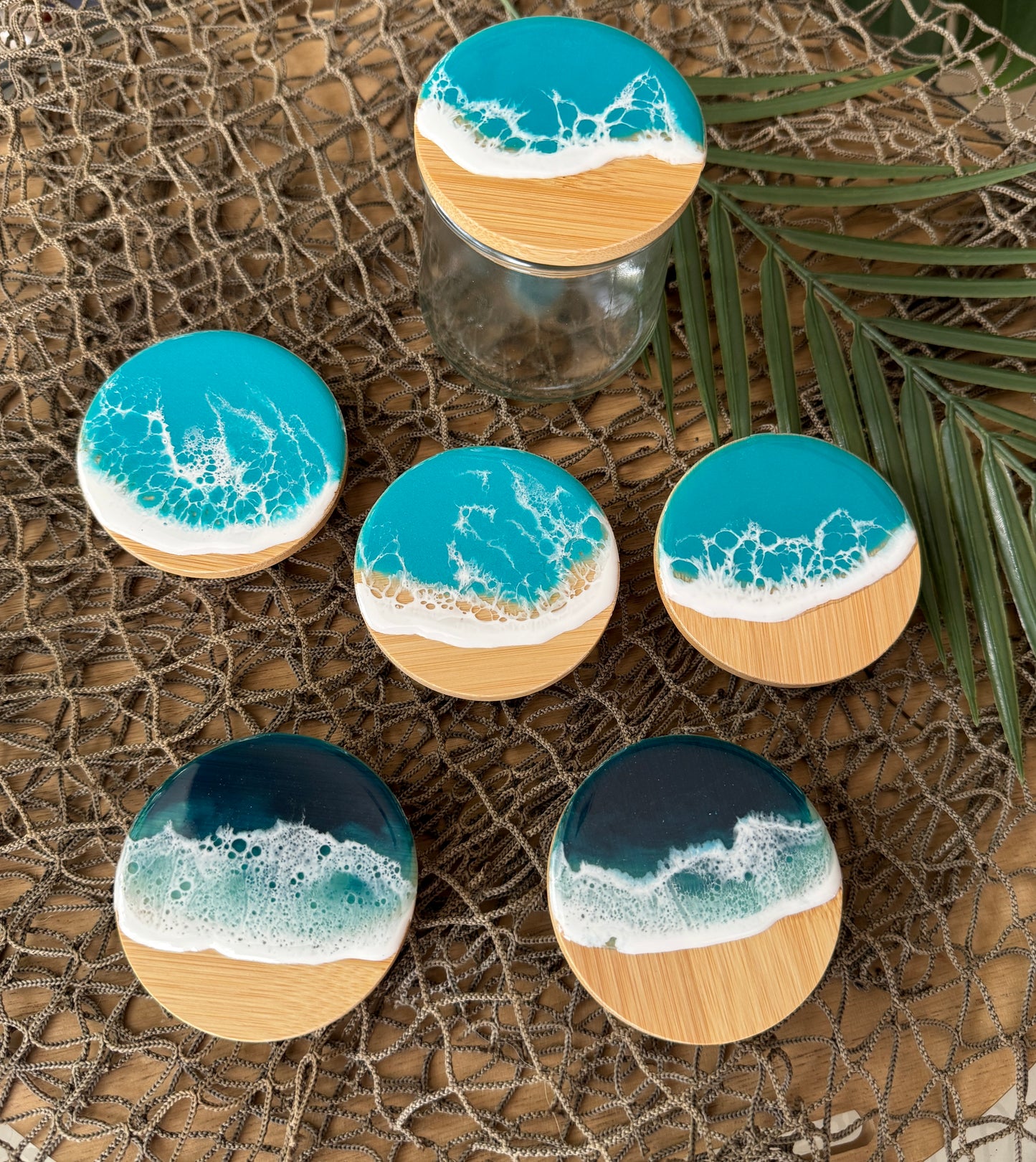 Ocean Wave Glass Jar with Bamboo Lid