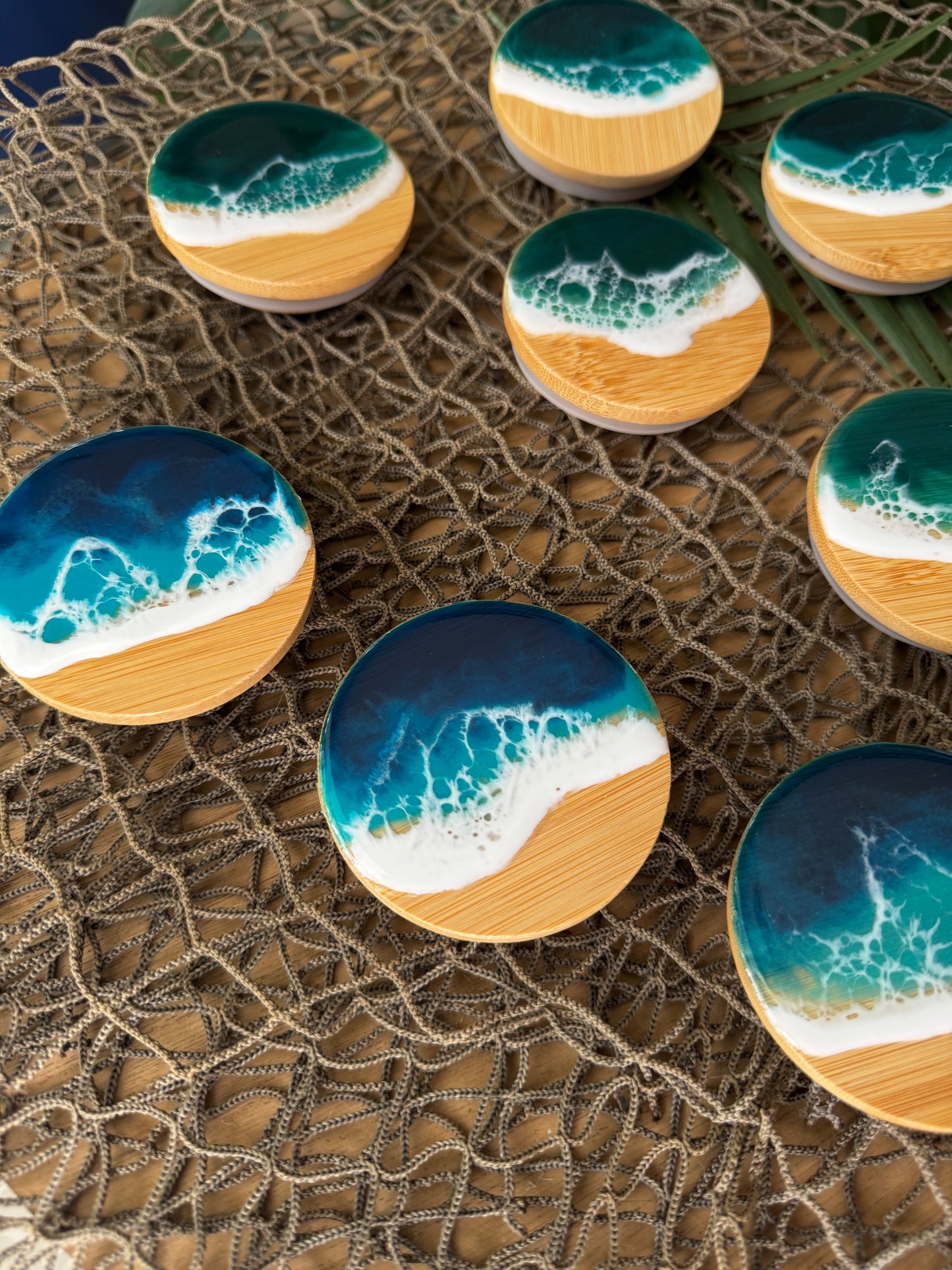 Ocean Wave Glass Jar with Bamboo Lid