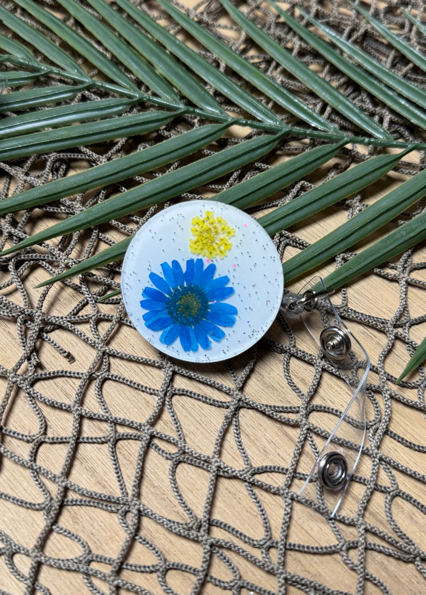 Dried Pressed Flower Retractable Badge Reel