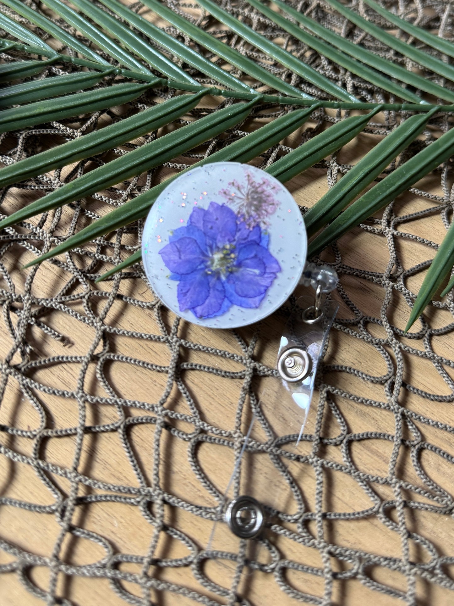 Dried Pressed Flower Retractable Badge Reel