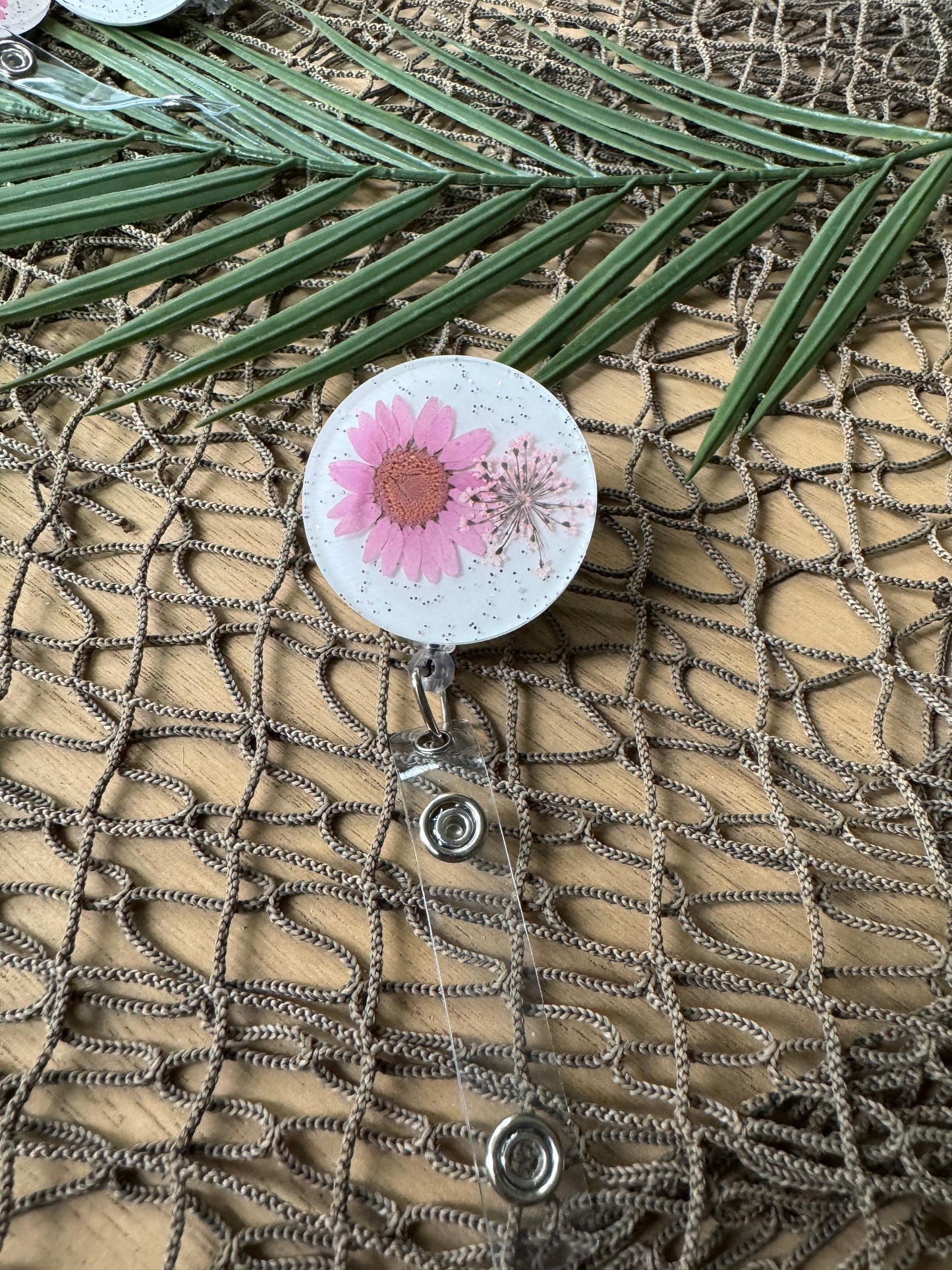 Dried Pressed Flower Retractable Badge Reel