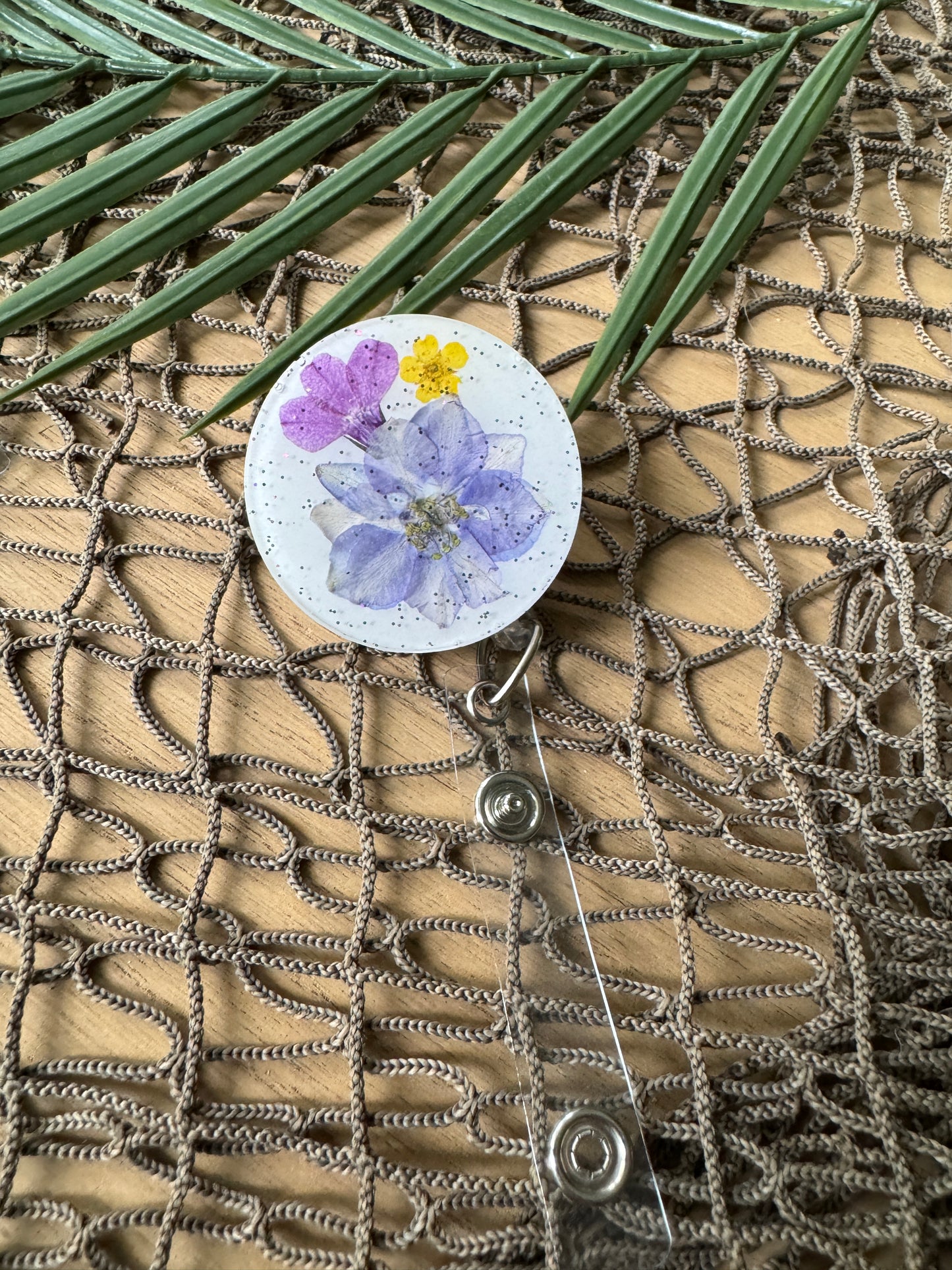 Dried Pressed Flower Retractable Badge Reel