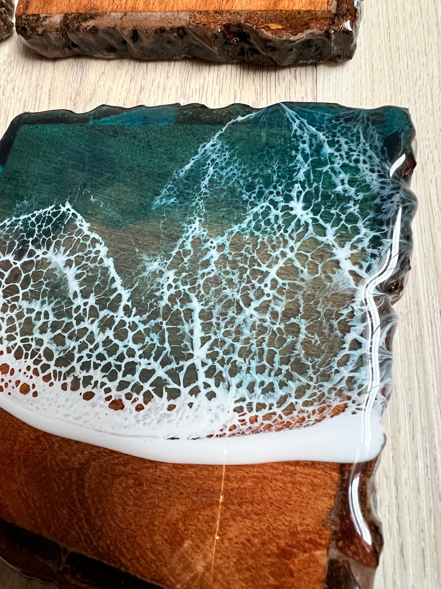 Square Resin Wave Coasters, Set of 4