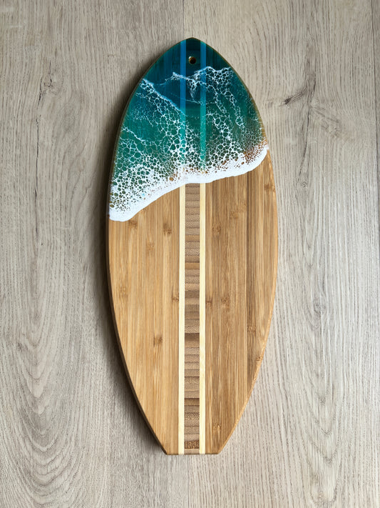 Blue Resin Waves Surfboard Serving Board