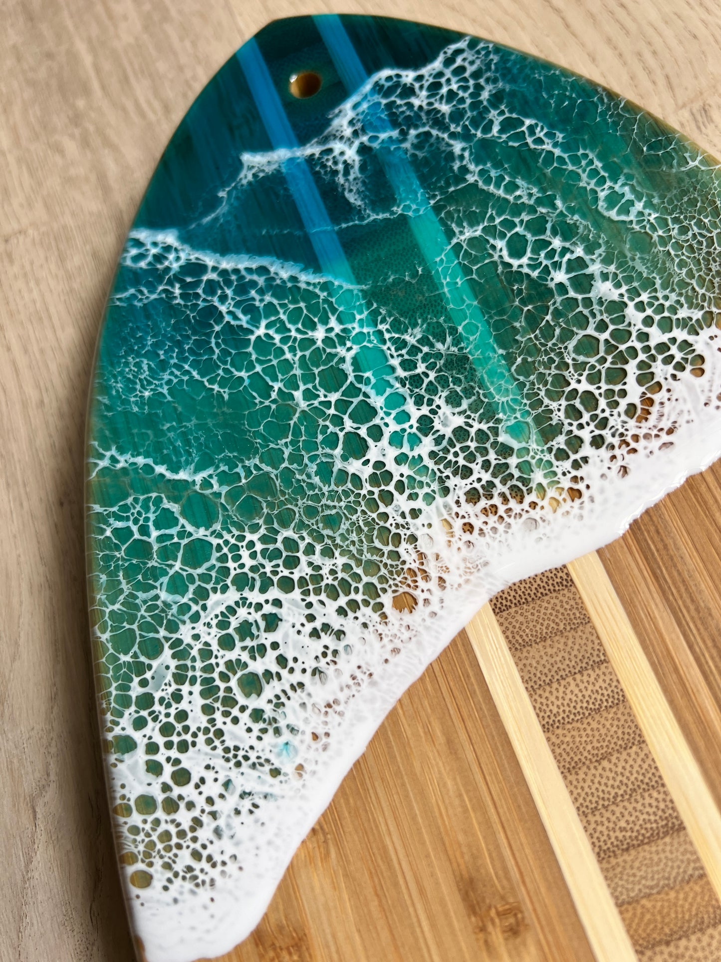 Blue Resin Waves Surfboard Serving Board