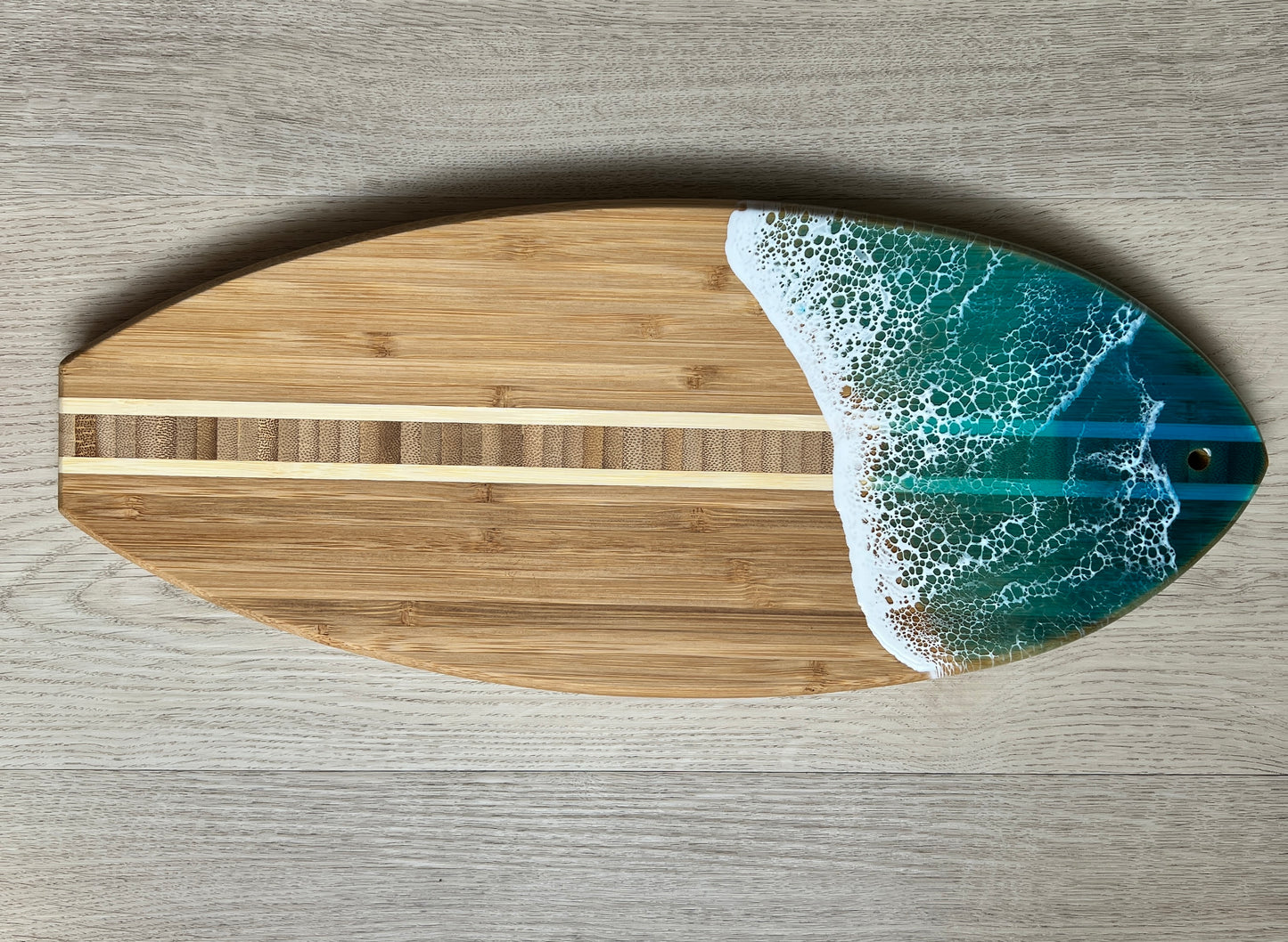 Blue Resin Waves Surfboard Serving Board