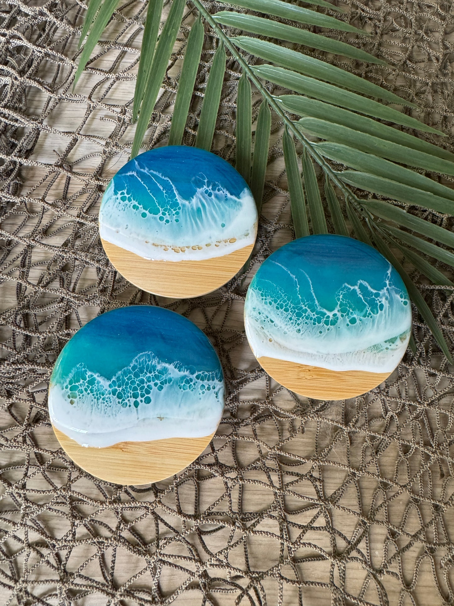Ocean Wave Glass Jar with Bamboo Lid