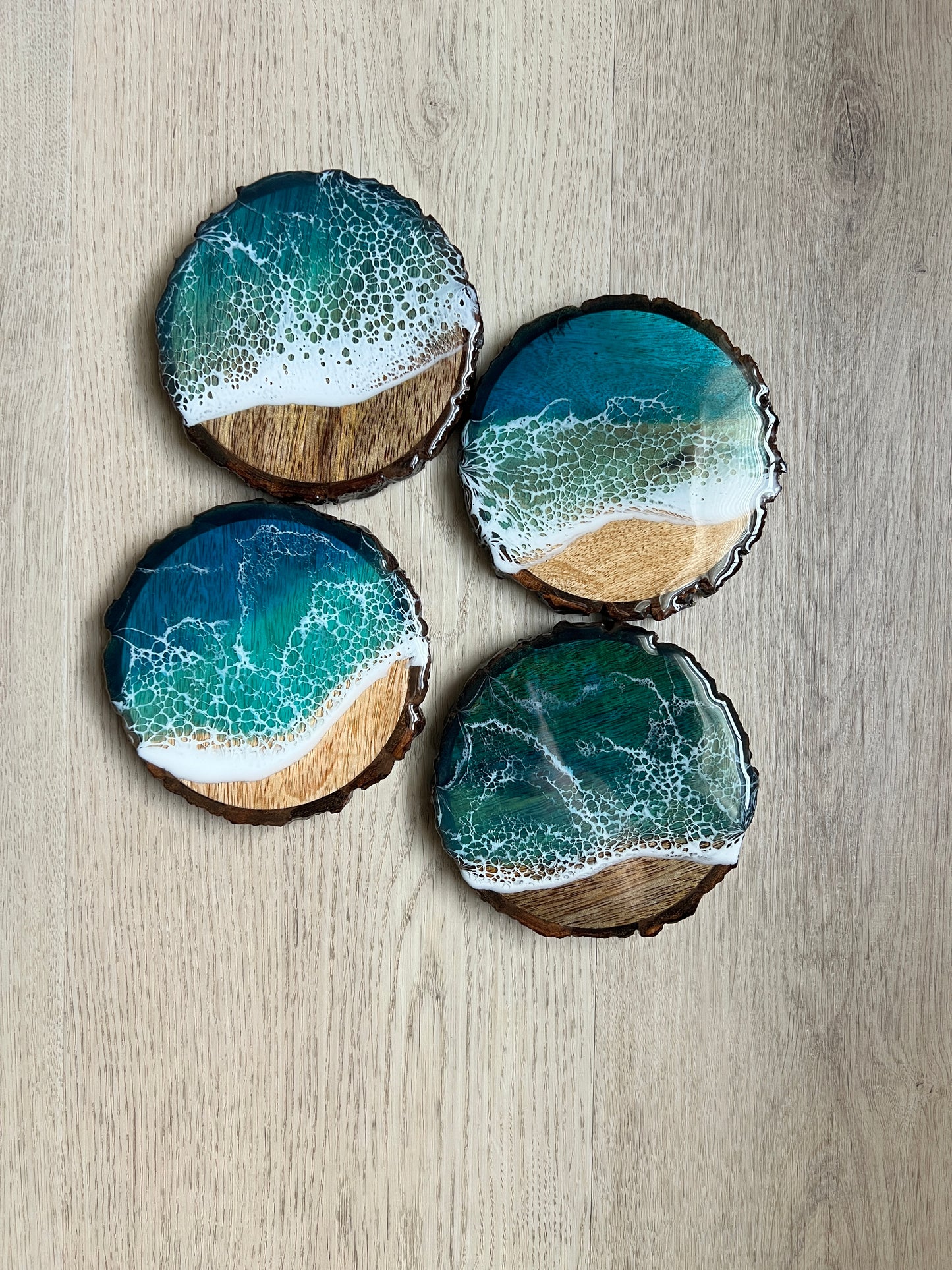 Beach Coasters, Resin Waves Coasters Set of 4