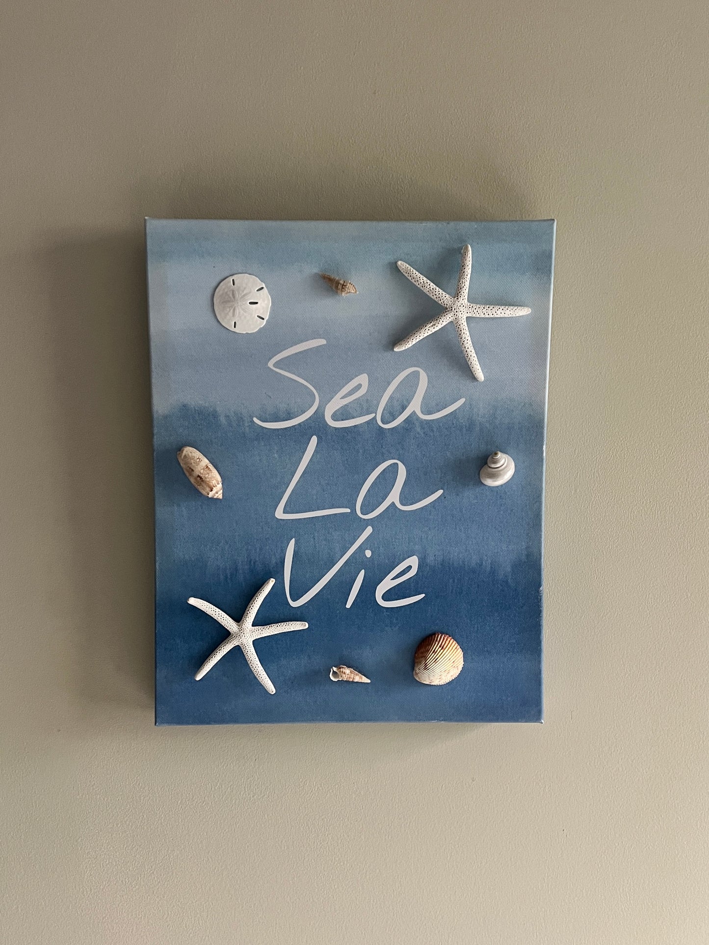 Beach Decor, Seashell Canvas Decor, Beach-themed Wall Art, Sea La Vie saying, Coastal Decor