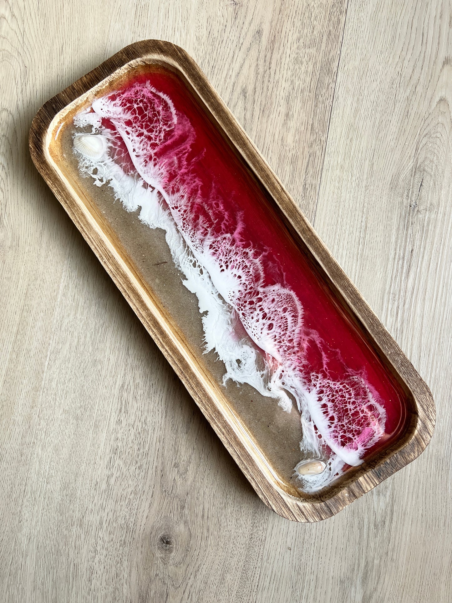 Pink Ocean Waves Tray