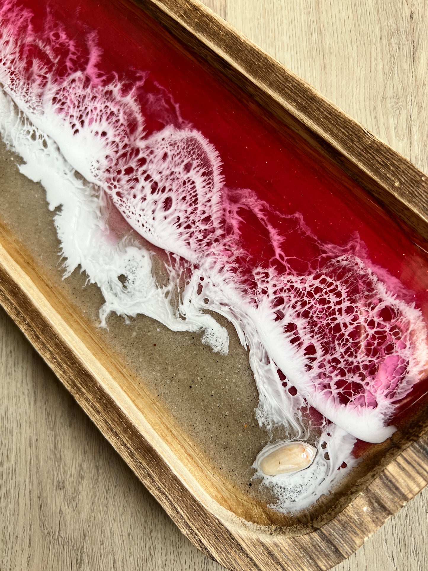 Pink Ocean Waves Tray