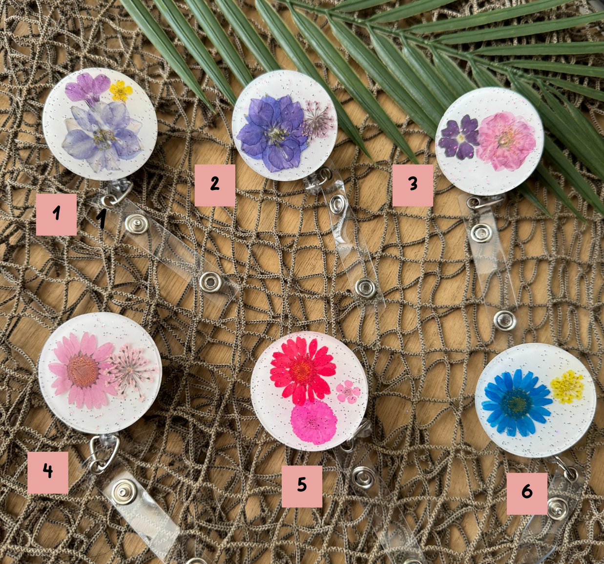 Dried Pressed Flower Retractable Badge Reel