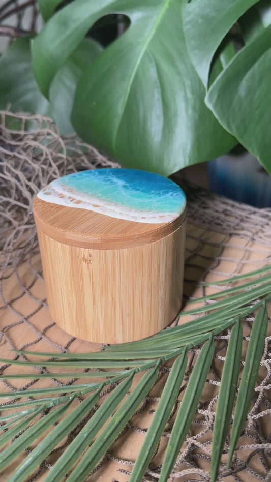 Blue Ocean Waves Bamboo Container